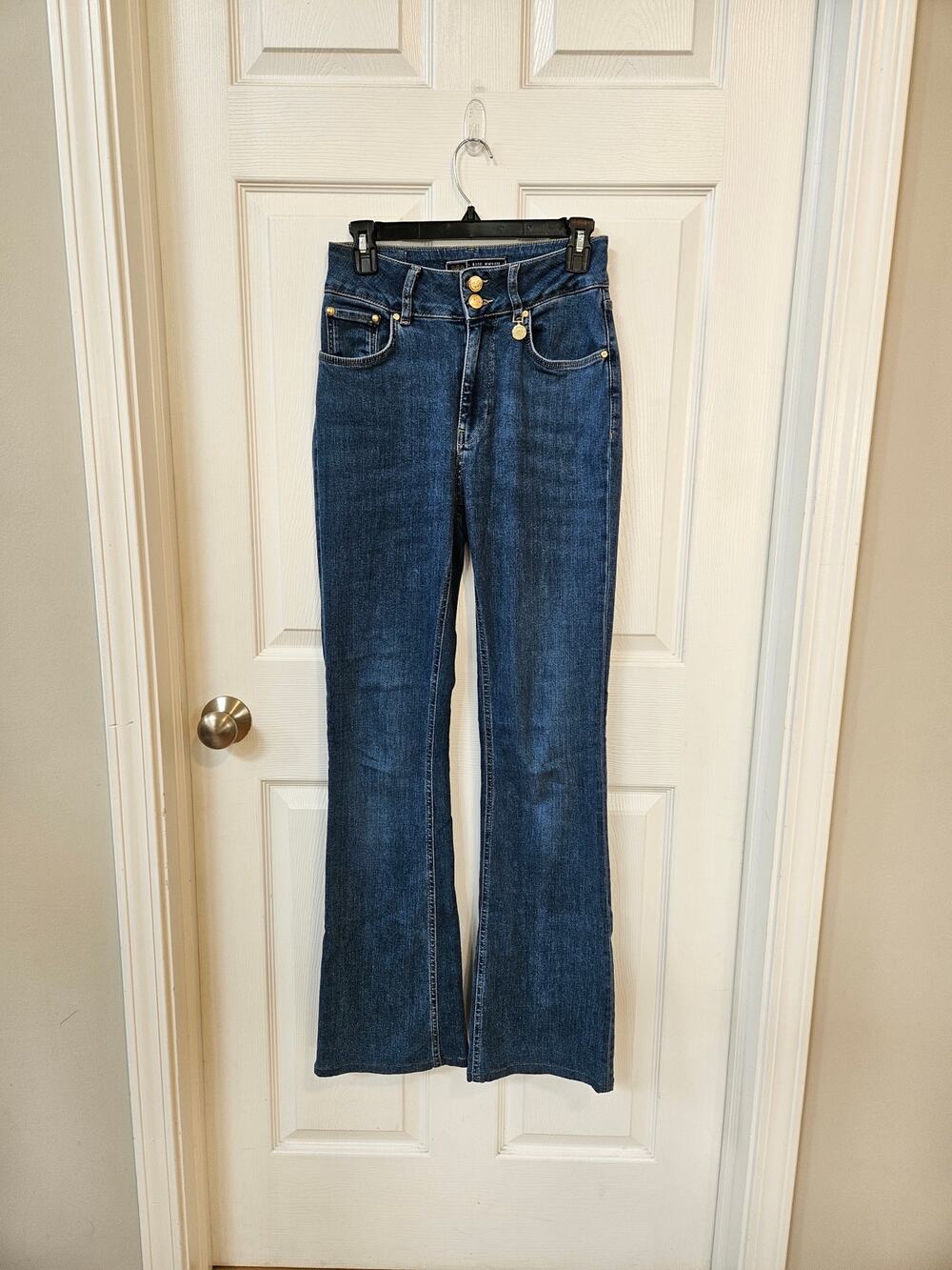 Holland Cooper De Nimes Jeans UK 10R US 6 High Rise Flare Blue Denim